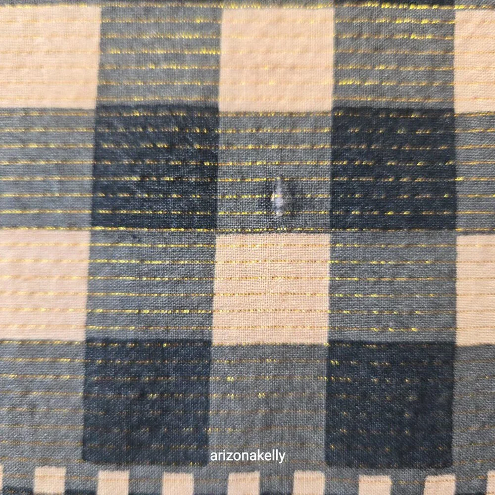 Nicholas K HUGE Distressed Cotton Scarf Black & Tan With Gold Thread